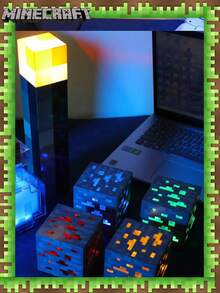Minecraft 1pc Luminous Ore Decorative Light, Rechargeable Gaming Ore Lamp, Children's Bedroom Atmosphere Lamp Model Ornament Light, Very Suitable As A Fun Valentine's Day Gift, Christmas Decoration To Give To Mom, Dad, Grandma, Father, Teacher, Sister, Brother, Or Girlfriend! Holiday Gifts, Party Decorations, Table Decorations, Bedroom Decorations, Christmas Decorations!