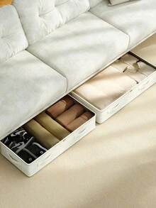 1PC Foldable Beige Cotton Linen Transparent Bed Bottom Storage Bag, Fully Utilizing The Space Under The Bed, Toy Storage, Shoe Cabinet Storage, Cabinet Top Storage Bag, Graduation Gift Storage Bag, Party Gift Storage Bag - Beige - View 3