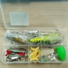 127 قطعة طعوم صيد وإكسسوارات بما في ذلك طعوم مرقشة، طعوم دوارة، ديدان بلاستيكية، طعوم قاع، طعوم سطحية، علبة إكسسوارات وأكثر من ذلك من أدوات الصيد والطعوم مجموعة