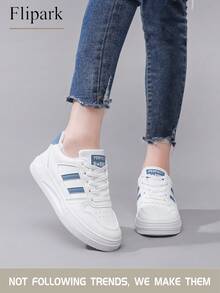 Flipark 一双百搭运动时尚女式休闲轻便小白鞋，学生鞋，小码适合娇小女性，适合身材娇小的女性。 - 藍色 - 查看 5