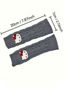 Sanrio 1 Par de Luvas com Padrão Fofo de Desenho Animado da Hello Kitty, Impressão Suave, Quente e à Prova de Vento, Adequado para Outono/Inverno