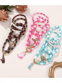 Set de 6 pulseras de arcilla suave con tema vaquero y estilo bohemio