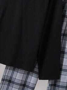 2pcs Boys Plaid Pajama Set, Round Neck Long Sleeve "BRO" Letter Print Top Paired With Plaid Print Casual Pants, Sleepwear Set, Suitable For Spring, Autumn, Winter Home Wear, Also Can Be Children's Gift - Black - View 7