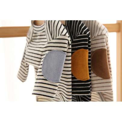 Small/Medium Dog & Cat Casual Striped Round Neck T-Shirt, Pet Raglan Sleeve Tee