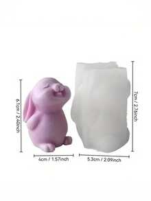 1pc Cute Rabbit Heart Silicone Candle Mold - Detailed & Easy Release, Suitable For Candle/Resin/Clay, Easter Gift Silicone Mold - White - View 9