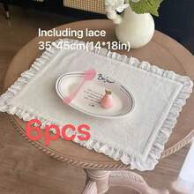 1件/6件/10件韩式Ins风格心形蕾丝小餐巾餐垫，多用途防尘布，适用于食物摄影