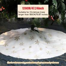 1 PIEZA Falda de árbol de Navidad de peluche blanco, alfombra circular para árbol de Navidad, alfombra de piel artificial con brillo dorado, adecuada para decoración navideña, mejor regalo, decoración del hogar, decoraciones navideñas, decoración de habitación, decoraciones navideñas de invierno, regalos de Navidad, decoración navideña