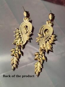 1pair Glamorous Zinc Alloy Rhinestone Drop Earrings For Women For Daily Life - Black - View 6