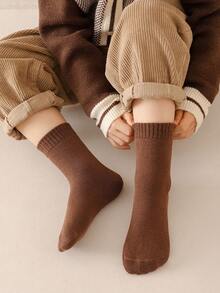 5/10 Pairs Kids Thermal Fleece Socks, Warm & Versatile For Autumn/Winter, Unisex Mid-Calf Socks For Boys & Girls, Suitable For Ages 1-3, 4-7, 8-12, Teens