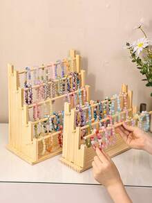 1 st smyckesställ i trä, armbands- och halsbandsställ, flerskiktad förvaringshållare för armband, ringar, örhängen, halsband, minimalistisk naturlig trädesign, oumbärlig för smyckesorganisation i hemmet