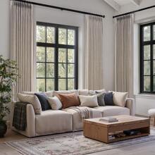6 Panels Natural Pinch Pleated Semi-Shading Curtains Textured Linen Blended Window Curtains For Living Room Bedroom Pinch Pleat Drapes With Hooks - Lanh - Xem 3