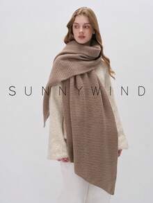1pc Women Solid Color Soft Knit Scarf, Everyday Use For Dress - Camel - View 10