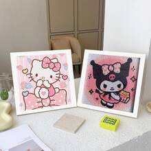 5D Diamond Painting Kit With Frame, Cute Cake Kuromi Hello Kitty, DIY Desktop Art, Best Birthday Gift - Rose Red - View 2