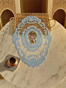 1/2/4Pcs Vintage French Elegant Lace Placemat, Hand Embroidered Table Mat & Chinese Style Tablecloth, Dining Table Room Decor, For Wedding Party Christmas Holiday Ornament, Autumn Household Essentials & Exquisite Gift - Multicolor - View 9