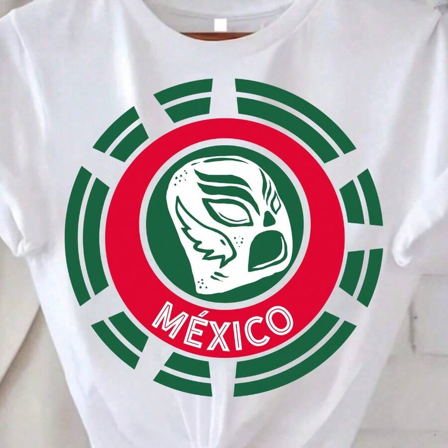 Camiseta de mujer cuello redondo manga corta estampado, MÉXICO sueños MX lucha libre tequila país tierra gente MX patria mexicana bien nacida mexican patriota VIVA México lindo querido tricolor verde blanco rojo , blusa gráfica playera estampada para - Blanco - Ver 1