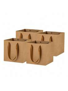 Large Kraft Paper Gift Bags With Handles Square Gift Bags Bulk, Large Shopping Merchandise Bags, Wedding Bags, Birthday Party Favor Bag Goodie Craft Retail Bag,Gift Bags Small Paper Bags With Handles Bulk Kraft Brown Paper Shopping Wedding Birthday Party Favor Gift Bags