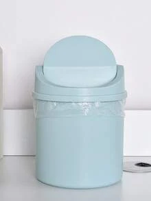 1 pieza Caja de almacenamiento mini popular con diseño de corazón estilo INS para dormitorio de niña, bote de basura de plástico con tapa, papelera de escritorio para decoración de oficina en el hogar, mesa de café, oficina, sala de estar - Multicolor - Ver 25