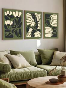 抽象绿色花卉印花三件套、中世纪现代风格、穆迪墙面艺术、马蒂斯风格花卉、鼠尾草绿色花卉艺术印花三件套、波西米亚风印花、卧室装饰、客厅装饰、办公室装饰、餐厅墙面装饰、厨房装饰、书房、走廊、宿舍装饰、浴室装饰、送给朋友的理想礼物、墙面艺术、墙面装饰、家居装饰、房间装饰、帆布墙面艺术、海报、带画框的墙面艺术、可选画框 - 彩色 - 查看 21