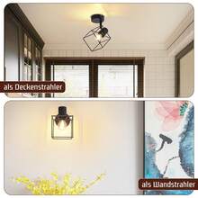 Glitzerlife Ceiling Spotlight Ceiling Lamp Black - E14 Ceiling Light 350° Swivel Ceiling Spots Vintage Metal Spotlights Living Room Lamp For Bedroom Hallway Kitchen - Without Bulb - 1 火焰 - 查看 3