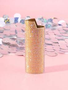 [1pc Zinc Alloy Lighter Case] 1pc Sparkling Artificial Diamond Decoration Zinc Alloy Lighter Case&Lighter Sleeve For Model BIC-J6. - Multicolor - View 6