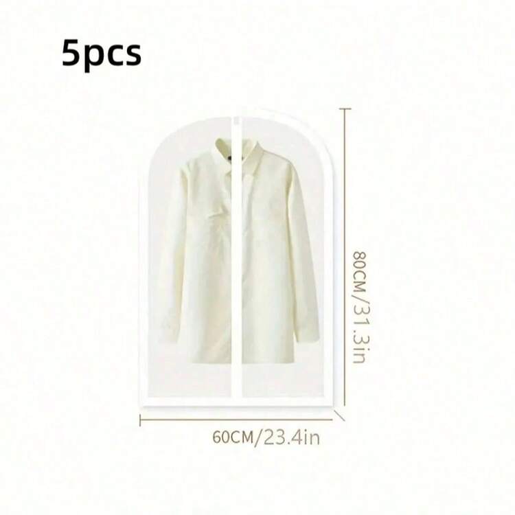 1-5 piezas Funda protectora transparente y gruesa de PEVA lavable, Funda para traje/chaqueta, Bolsa colgante antipolvo, Funda para vestido de novia, Bolsa colgante de almacenamiento para armario - Multicolor - Añade 12