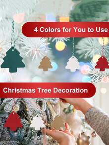 50pcs Gift Tags, Christmas Tags For Presents, Xmas Kraft Gift Tag, Christmas Labels With String, Price Tag, Brown Kraft Labels For Gift Wrapping, DIY Crafts - 4 Colors - Multicolor - View 4
