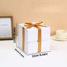 1 件方形丝带礼盒，带蝴蝶结的折叠礼盒，生日礼物，化妆品礼盒，节日礼物包装盒 - 彩色 - 查看 7