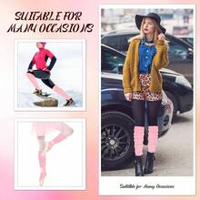 Long Leg Warmers Women 24 Inch Over Knee Knit Ribbed Leg Warmer Stirrup Yoga 80s Party Dance Ballet Supply - 粉色 - 查看 6