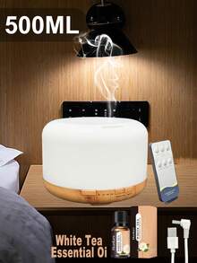 500ml Essential Oil Diffuser With Remote Control, Humidifier 5 In 1 Ultrasonic Aromatherapy Fragrant Oil Humidifier Vaporizer, Essential Oil Diffuser, Aromatherapy Humidifier For Relaxing Atmosphere In Home Office Bedroom