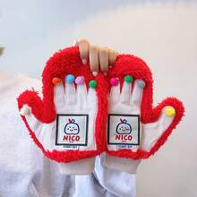 1 Pair Cute Dopamine Fully Covered Gloves, Warm Thermal Lined Thick Winter Gloves For Women, Students, Cycling, Cold Weather Protection