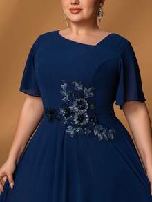 Faeriesty Mosy ​Elegant Plus-Size Mother Of The Bride Dress With Flattering Heart-Shaped Neckline, Feminine Ruffled Short Sleeves, And Graceful A-Line Skirt - Perfect For Weddings, Formal Evening Dinners, Upscale Banquets, Grand Receptions, Ceremonial Galas​