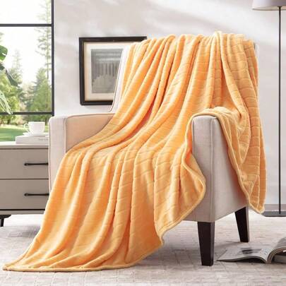 Bertte Throw Blanket, 330 GSM Super Soft Lightweight Luxury Fleece Blankets For Couch Sofa Bed Ultra Luxurious Warm And Cozy For All Seasons, 50"X 70", Yellow