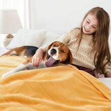 Bertte Throw Blanket, 330 GSM Super Soft Lightweight Luxury Fleece Blankets For Couch Sofa Bed Ultra Luxurious Warm And Cozy For All Seasons, 50"X 70", Yellow - Yellow - View 6