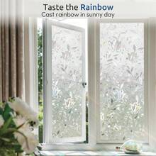 PET matte Fensterfolie zur Wärmerückgewinnung, Regenbogen-Fensteraufkleber, abnehmbare 3D-Buntglas-Fensterfolie für Büro, Badezimmer, Küche - Silber - Übersicht 6
