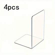 1/2/4/8pcs Acrylic Bookends, Transparent Bookends, Transparent Bookend Organizers, Book Stand Decor, Heavy Duty For Books, CDs, Files, Video Games - Multicolor - View 6