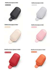 Multi Function Car Sunglasses Clip, Sunglasses Holders For Car, Magnetic PU Leather Fashion Glasses Holder For Car Visor,Sunglass Holder Organizer Visor Clip, Stylish Round Frame Organizer ,Car Interior Accessories, Magnetic Glasses Clip, Ticket Clip For Car