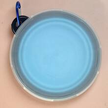 带盖折叠宠物碗，可折叠狗/猫旅行碗，适合徒步旅行、露营、户外活动，蓝色和绿色