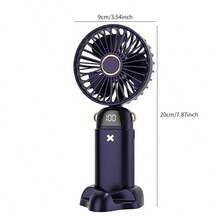 DS18 Portable Handheld Fan, USB Interface Battery-Powered Fan, Battery Capacity 1200mAH With LED Display, Handheld/Neck/Desktop Three-In-One Personal Mini Fan, 90° Foldable Desktop Fan With Base, Ideal For Cooling Off Or Applying Makeup When Out And About Summer Gift For Women/Men