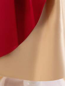 Girls 3D Embroidered Contrast Color Princess Dress, Midi Length Backless Princess Dress For Young Girl Party Wedding - Red - View 7