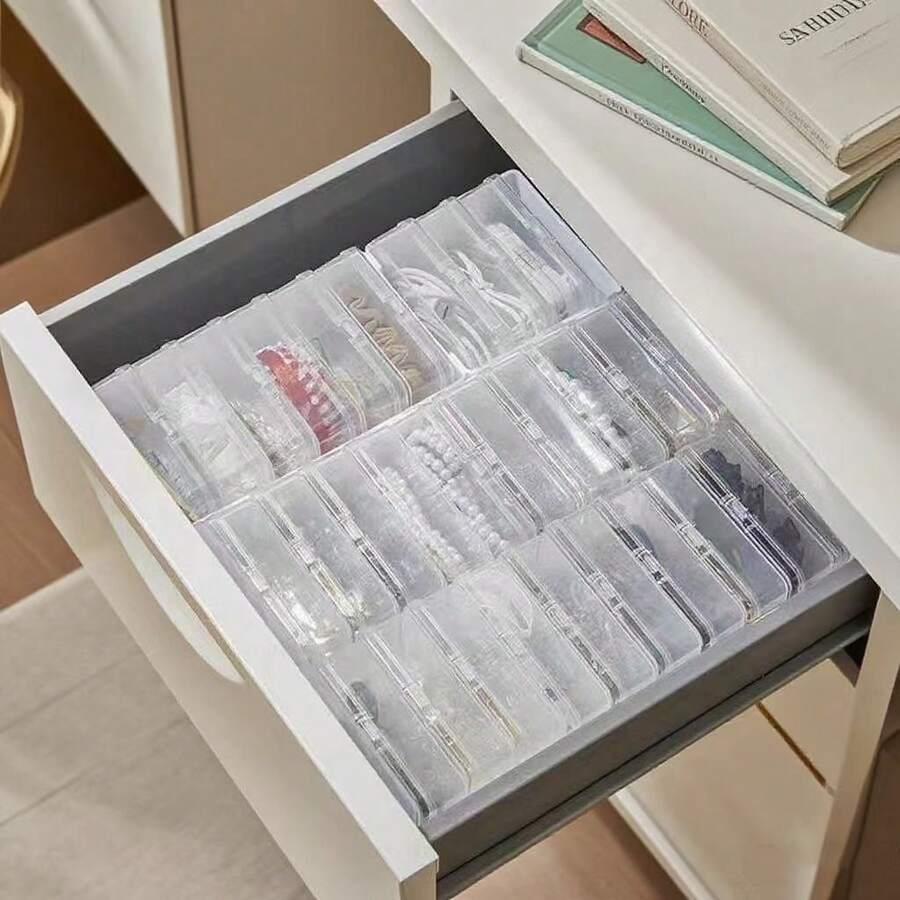 1PC Data Cable Storage Box Set, Utility Drawer Storage, Household Multi-Functional Grid Card Nail Art Organizer Box, Suitable For Bedroom, Living Room, Bathroom Data Cable, Beauty Storage And Organization, National Day Must-Have Goods, Portable Storage Box - Multicolor - View 1