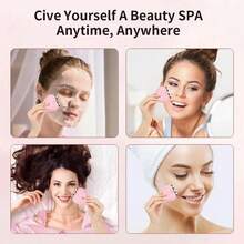 Electric Facial Massager, Dual Roller Facial Massage Tool, Heart-Shaped Portable Beauty Device, Suitable For Face And Neck, One-Button Operation, 200mAh - White - View 8
