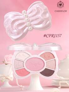 CHEERFLOR GIRLS BOWKNOT Makeup Palette, Matte Shimmer Powder Eyeshadow Pallet, Highly Pigmented, Long-Lasting Bright Shimmer Matte Eyeshadow, Light, Smooth, With Mirror, Highlighters Contour Blush Powder All In One Makeup Pallet