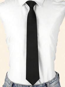 Unisex Black Zipper Collar Tie, Plaid Zipper Design, Versatile For Daily Casual And Commuting, Fashionable Accessory