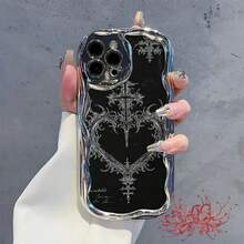 Gothic Heart Cross Design Element-Design Phone Case, Suitable For IPhone Models 16, 15, 14 Pro Max, 13, 12, 11, XR, XS Plus Phone Cases, Made Of TPU Silicone Material, Providing Shock And Drop Protection, With Drop Protection Function, And Has A Very Good Hand Feel.It Is The Most Suitable Gift For Family, Friends, And Loved Ones. - [silvery] - View 5