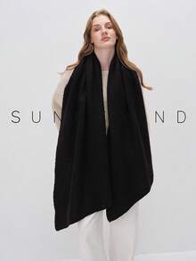 1pc Women Solid Color Soft Knit Scarf, For Daily Use For Dress - Black - View 6