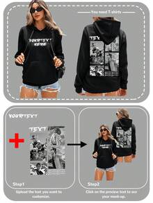 Sudadera con capucha forrada térmicamente con foto personalizada para , personalizada con fotos de amigos/familia/pareja/mascotas, ideal para cumpleaños, aniversario, San Valentín, sudadera casual, adecuada para Halloween, Navidad, vuelta al colegio, otoño/invierno, regalo para ella, regalo de cumpleaños