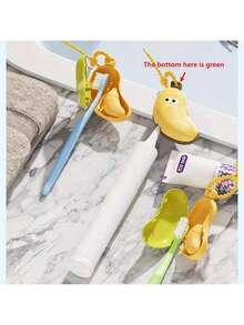 1/2 件香蕉形牙刷盒可重复使用夹式牙刷套耐用塑料牙刷收纳盒便携式可爱牙刷保护盒适合商务旅行和家庭使用适合所有标准牙刷头情侣牙刷保护盒（黄色底部为绿色，绿色底部为黄色） - 彩色 - 查看 1