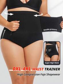 FLARIXA 加大码塑身衣女士超高腰塑身裤强力收腹内裤带扣塑身瘦身紧身平腹提臀提臀束腰提臀内衣