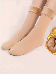 1/2/3/6 Pairs Of Plush Solid Color Socks - Warm Chunky Breathable Socks - Women's Stockings And Pantyhose - Multicolor - View 4