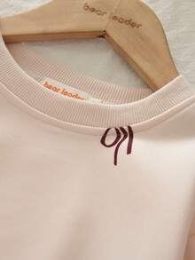 秋季衣服套装年轻女孩长袖蝴蝶结印花毛衣上衣和休闲裤两件套春季服装 - 米色 - 查看 3